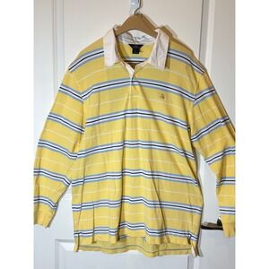 Brooks Brothers 346 Mens Yellow Striped Long Sleeve Rugby Shirt Polo XL